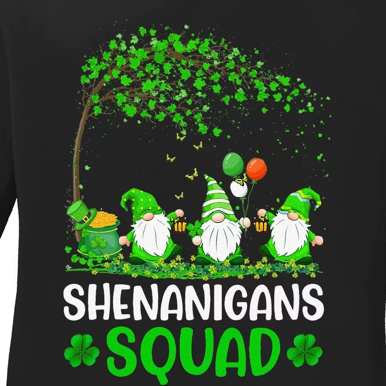 Shenanigans Squad Gnomes Green Proud Irish Funny Ladies Long Sleeve Shirt