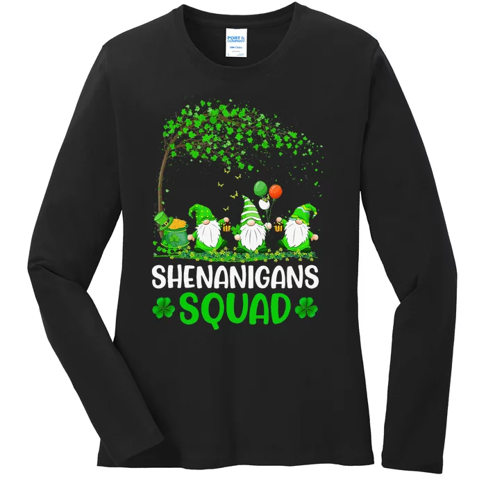 Shenanigans Squad Gnomes Green Proud Irish Funny Ladies Long Sleeve Shirt