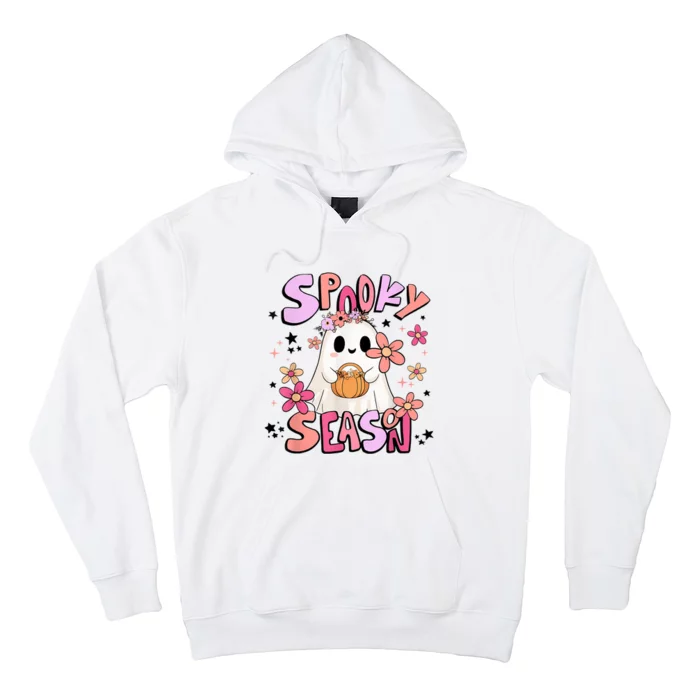 Spooky Season Ghost Retro Groovy Halloween Women Girl Hoodie