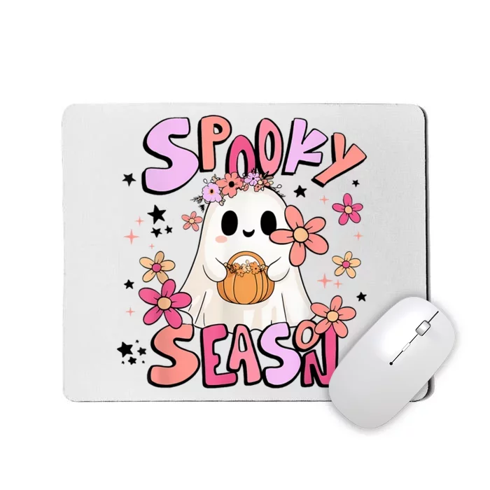 Spooky Season Ghost Retro Groovy Halloween Women Girl Mousepad