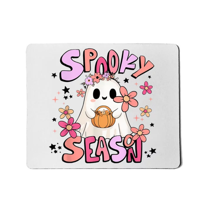 Spooky Season Ghost Retro Groovy Halloween Women Girl Mousepad