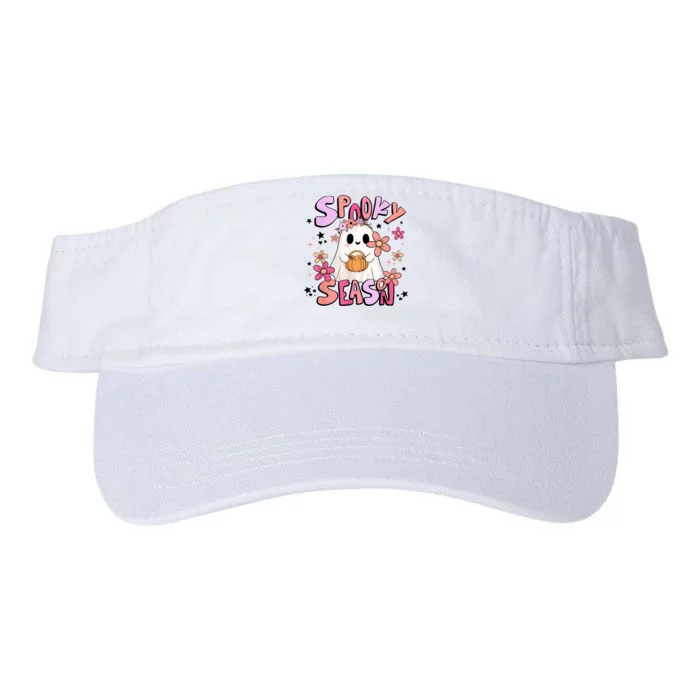 Spooky Season Ghost Retro Groovy Halloween Women Girl Valucap Bio-Washed Visor