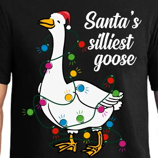 Santa’S Silliest Goose Funny Christmas Family Gift Pajama Set