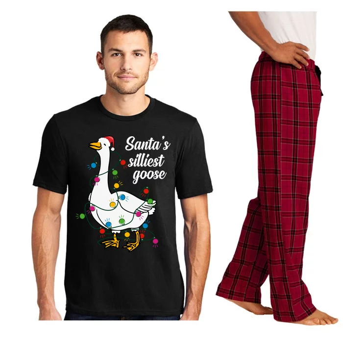 Santa’S Silliest Goose Funny Christmas Family Gift Pajama Set