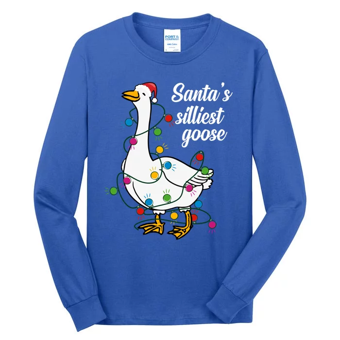 Santa’S Silliest Goose Funny Christmas Family Gift Tall Long Sleeve T-Shirt