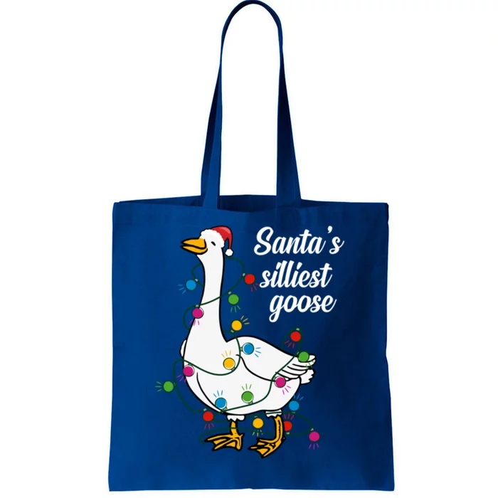 Santa’S Silliest Goose Funny Christmas Family Gift Tote Bag