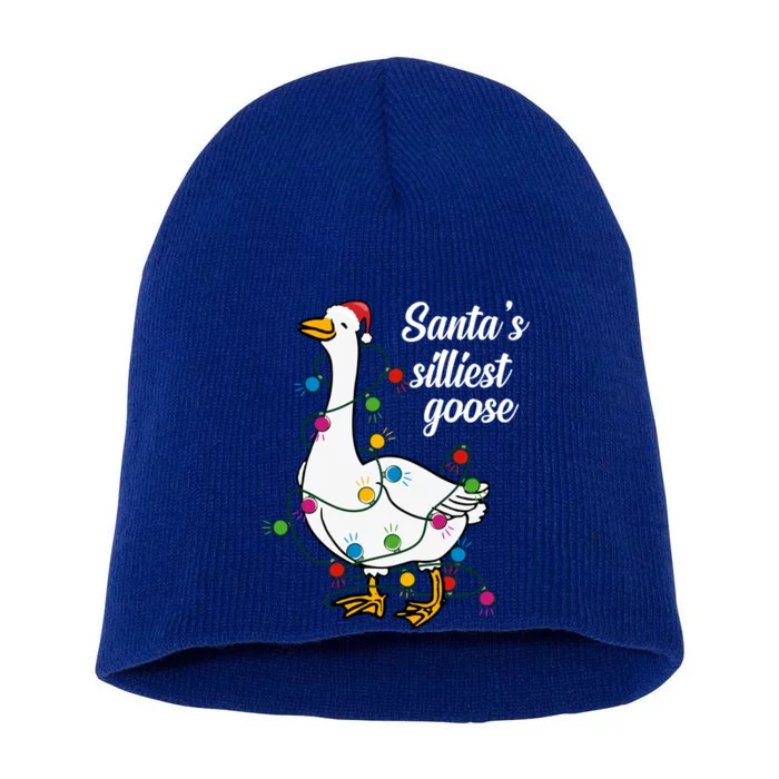 Santa’S Silliest Goose Funny Christmas Family Gift Short Acrylic Beanie