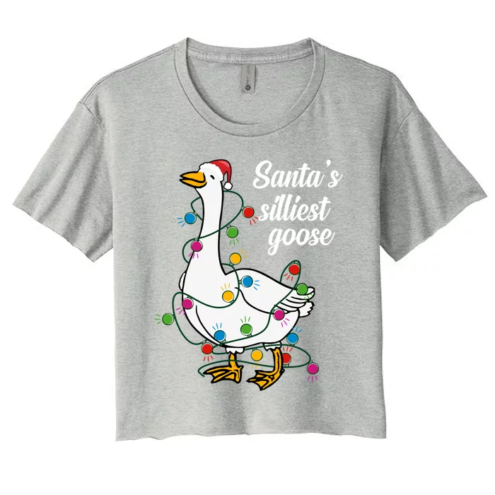 Santa’S Silliest Goose Funny Christmas Family Gift Women's Crop Top Tee