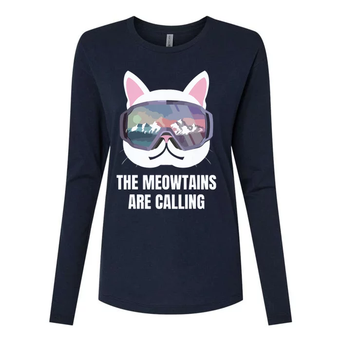 Ski Snowboard Goggles Funny The Meowtains Are Calling Gift Womens Cotton Relaxed Long Sleeve T-Shirt