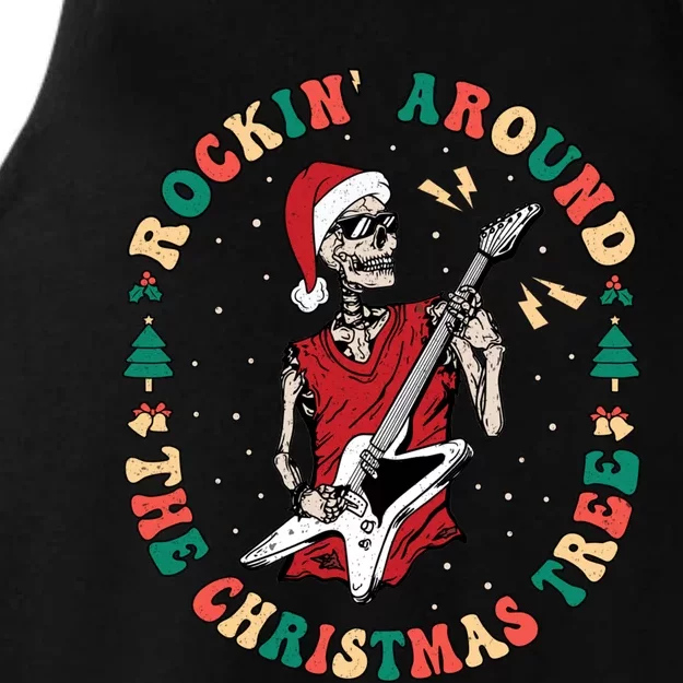 Santa Skeleton Guitar Guy Christmas Rock Band Xmas Musician Gift Ladies Tri-Blend Wicking Tank