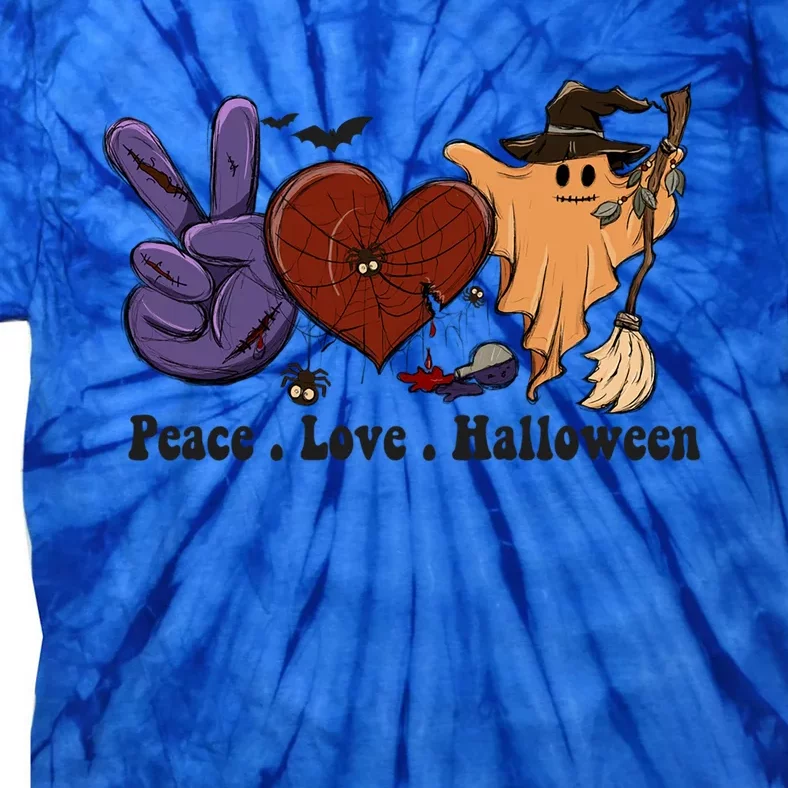 Scary Spooky Ghost Halloween Love Peace Gift Tie-Dye T-Shirt