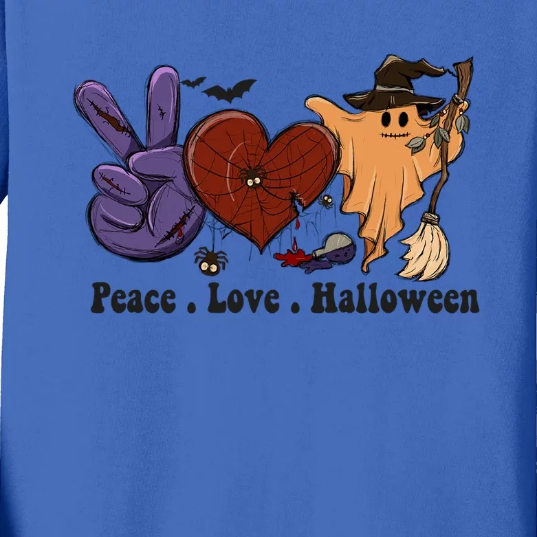 Scary Spooky Ghost Halloween Love Peace Gift Kids Long Sleeve Shirt