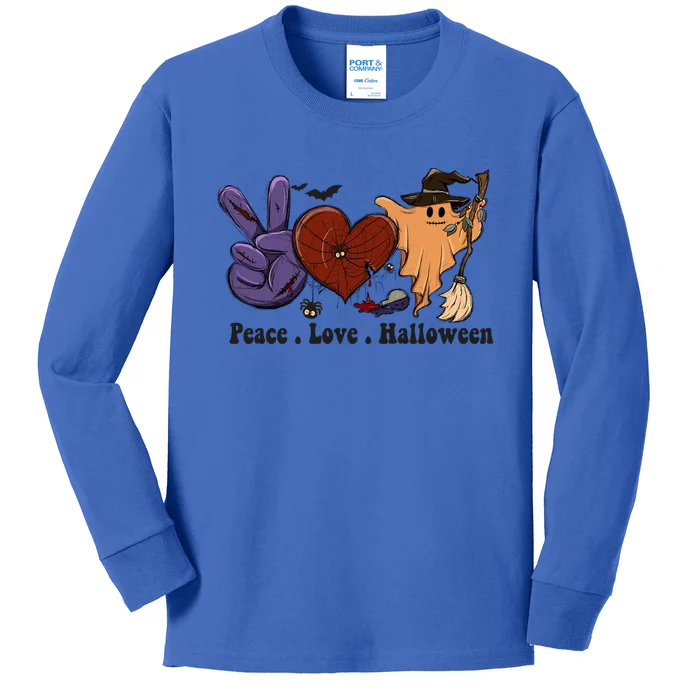 Scary Spooky Ghost Halloween Love Peace Gift Kids Long Sleeve Shirt