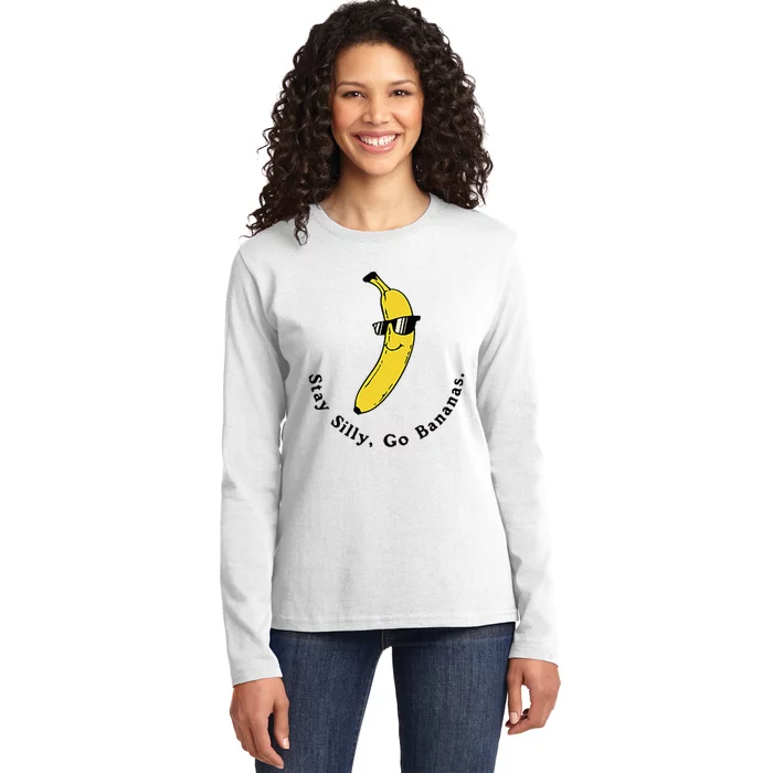 Stay Silly Go Bananas Art Fun Stylish Ladies Long Sleeve Shirt