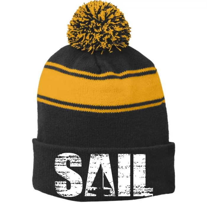 Sail Sailing Gift Stripe Pom Pom Beanie