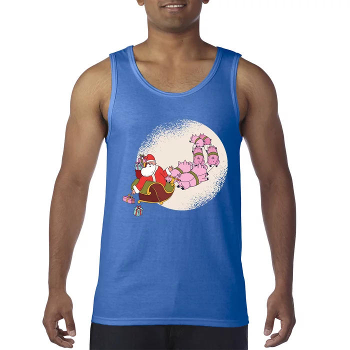 Santa Sleigh Gift With Flying Pigs And Christmas Presents Cool Gift Tank Top