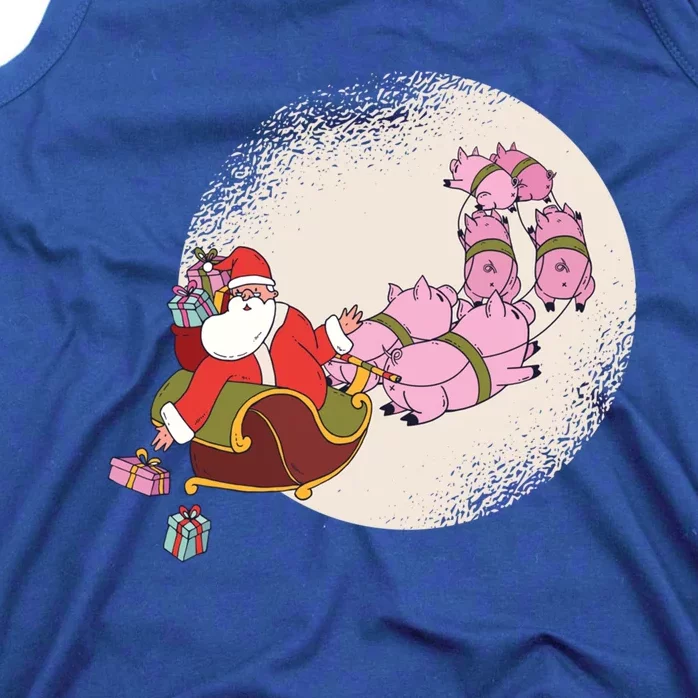 Santa Sleigh Gift With Flying Pigs And Christmas Presents Cool Gift Tank Top