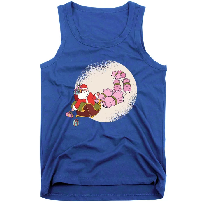 Santa Sleigh Gift With Flying Pigs And Christmas Presents Cool Gift Tank Top