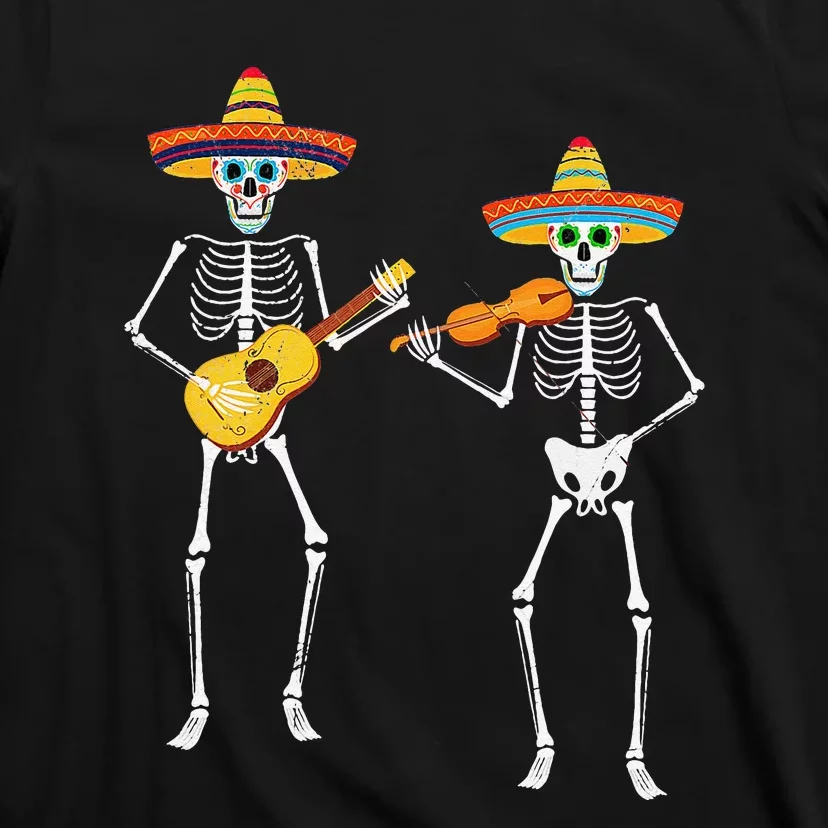 Skeleton Sombreros Guitar Fiesta Cinco De Mayo T-Shirt