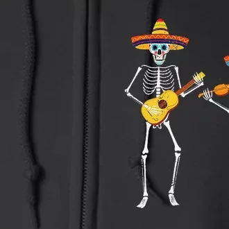 Skeleton Sombreros Guitar Fiesta Cinco De Mayo Full Zip Hoodie