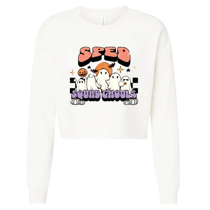 Sped Squad Ghoul Special Education Teacher Halloween Costume Cropped Pullover Crew