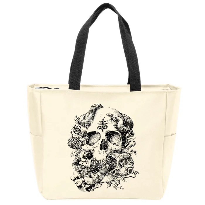 Skull & Snakes Goth Punk Zip Tote Bag