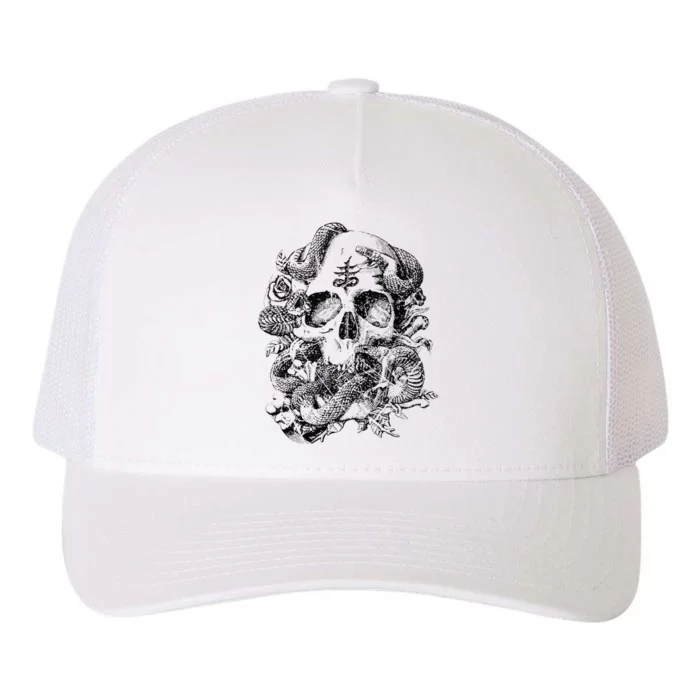 Skull & Snakes Goth Punk Yupoong Adult 5-Panel Trucker Hat