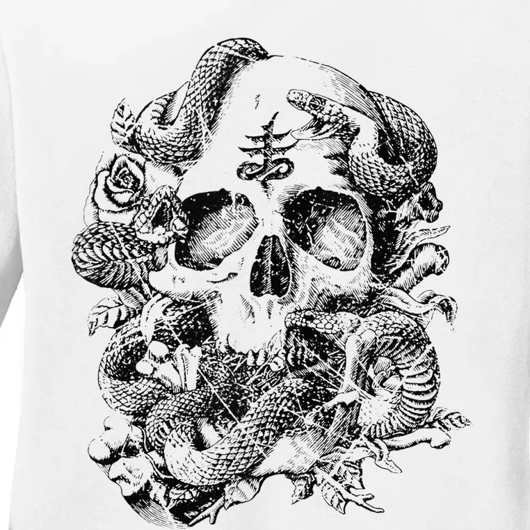 Skull & Snakes Goth Punk Ladies Long Sleeve Shirt