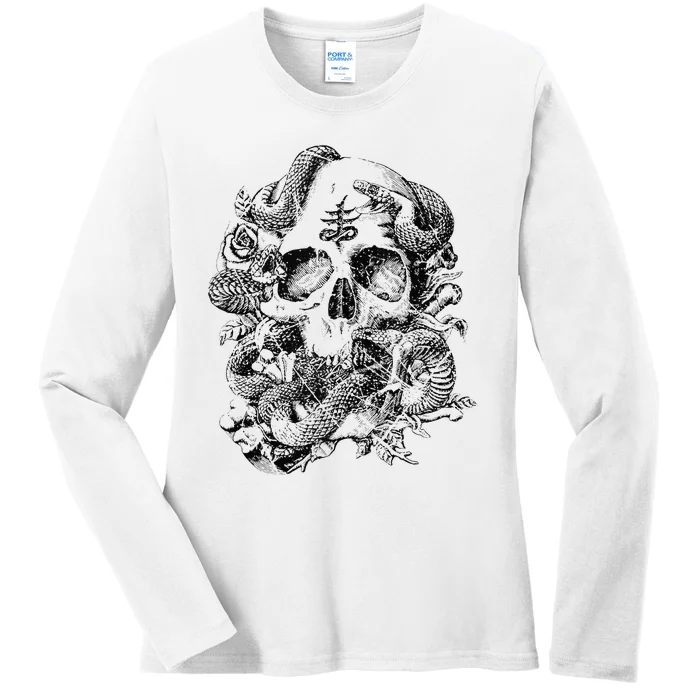 Skull & Snakes Goth Punk Ladies Long Sleeve Shirt