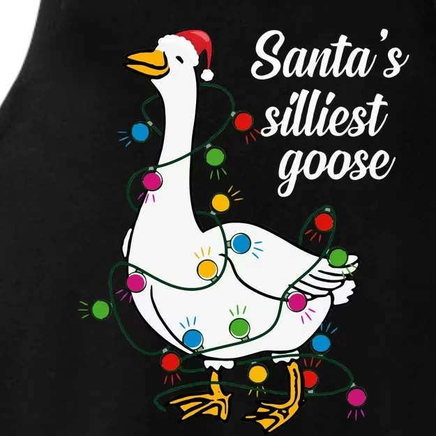 Santa’s silliest goose Funny Christmas Family Ladies Tri-Blend Wicking Tank