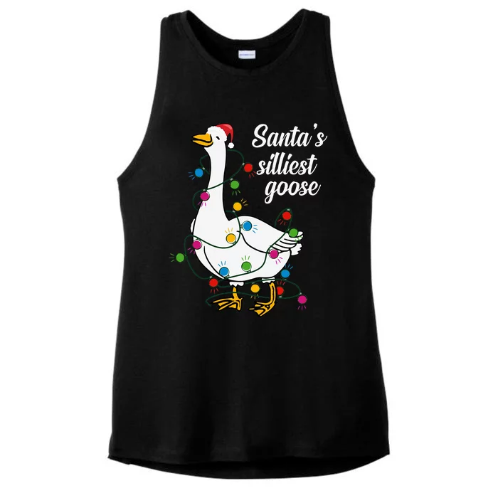 Santa’s silliest goose Funny Christmas Family Ladies Tri-Blend Wicking Tank