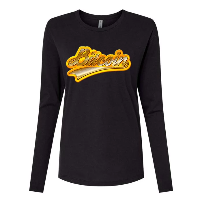 Sporty Style Gold Bitcoin Womens Cotton Relaxed Long Sleeve T-Shirt