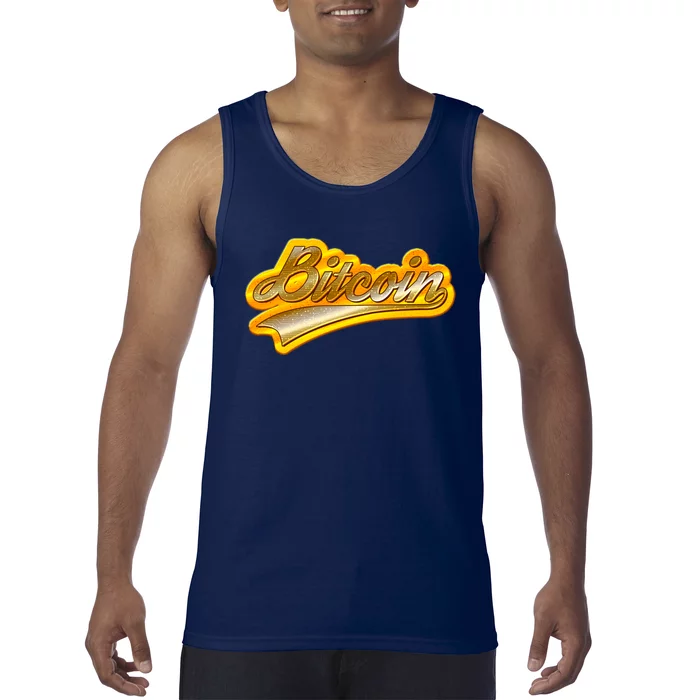 Sporty Style Gold Bitcoin Tank Top