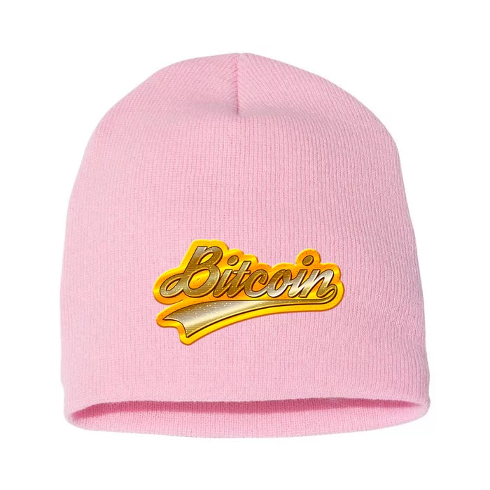 Sporty Style Gold Bitcoin Short Acrylic Beanie