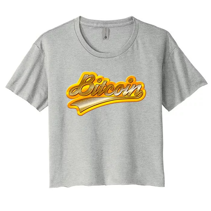 Sporty Style Gold Bitcoin Women's Crop Top Tee