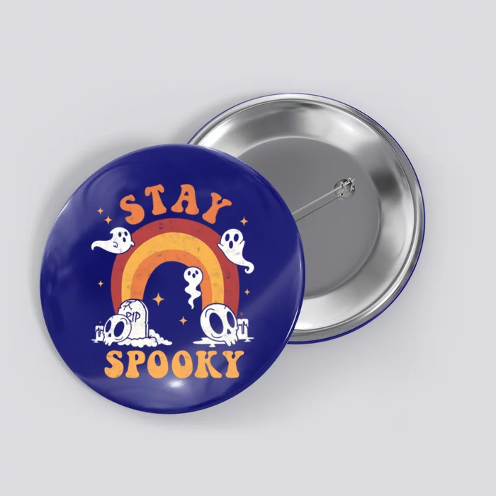 Stay Spooky Ghost Rainbow Groovy Retro Halloween Trick Treat Gift Button