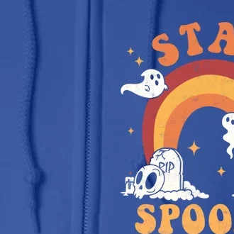 Stay Spooky Ghost Rainbow Groovy Retro Halloween Trick Treat Gift Full Zip Hoodie