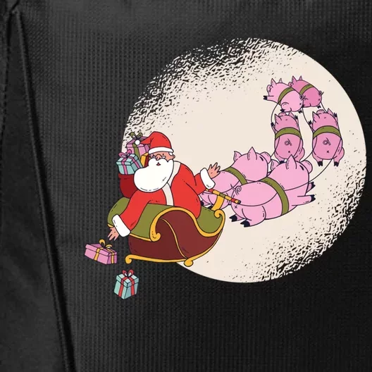 Santa Sleigh Gift With Flying Pigs And Christmas Presents Cute Gift City Backpack