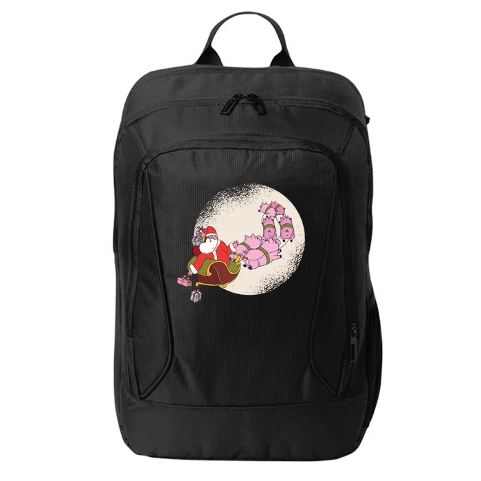 Santa Sleigh Gift With Flying Pigs And Christmas Presents Cute Gift City Backpack