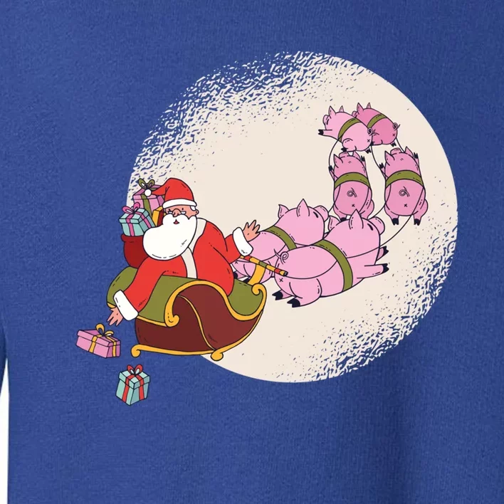 Santa Sleigh Gift With Flying Pigs And Christmas Presents Cute Gift Toddler Sweatshirt