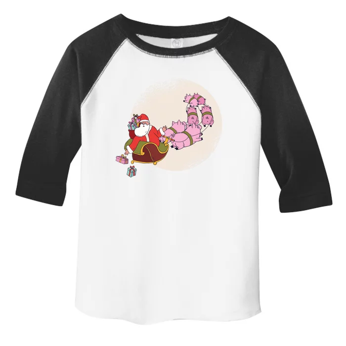 Santa Sleigh Gift With Flying Pigs And Christmas Presents Cute Gift Toddler Fine Jersey T-Shirt