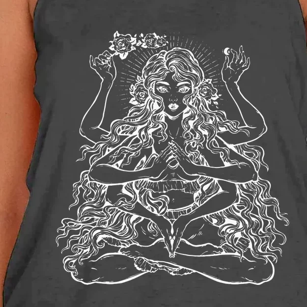 Shakti Spiritual Goddess Hindu Buddhist Yoga & Meditation Women's Knotted Racerback Tank