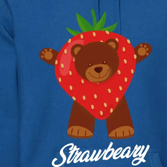 Strawbeary Strawberry Grizzly Bear Berry Pun Valentine's Day Gift Premium Hoodie