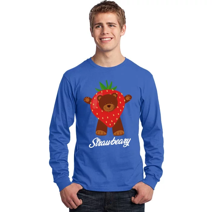 Strawbeary Strawberry Grizzly Bear Berry Pun Valentine's Day Gift Tall Long Sleeve T-Shirt