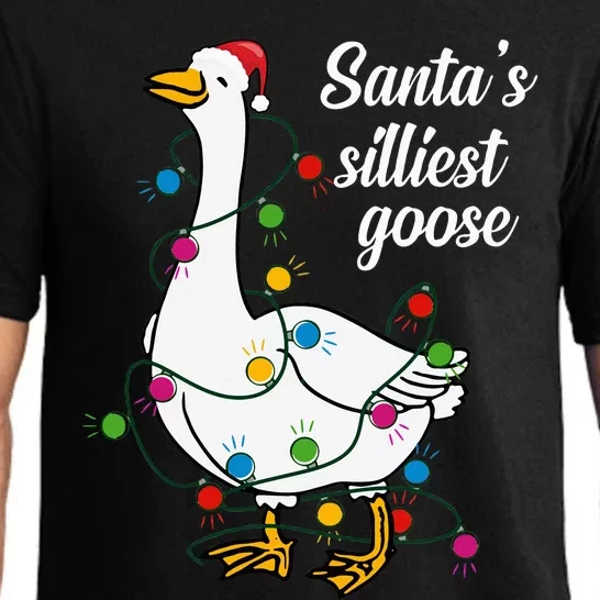 Santa’S Silliest Goose Funny Christmas Family Pajama Set