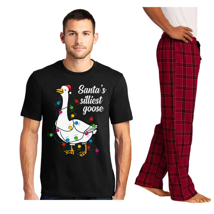 Santa’S Silliest Goose Funny Christmas Family Pajama Set