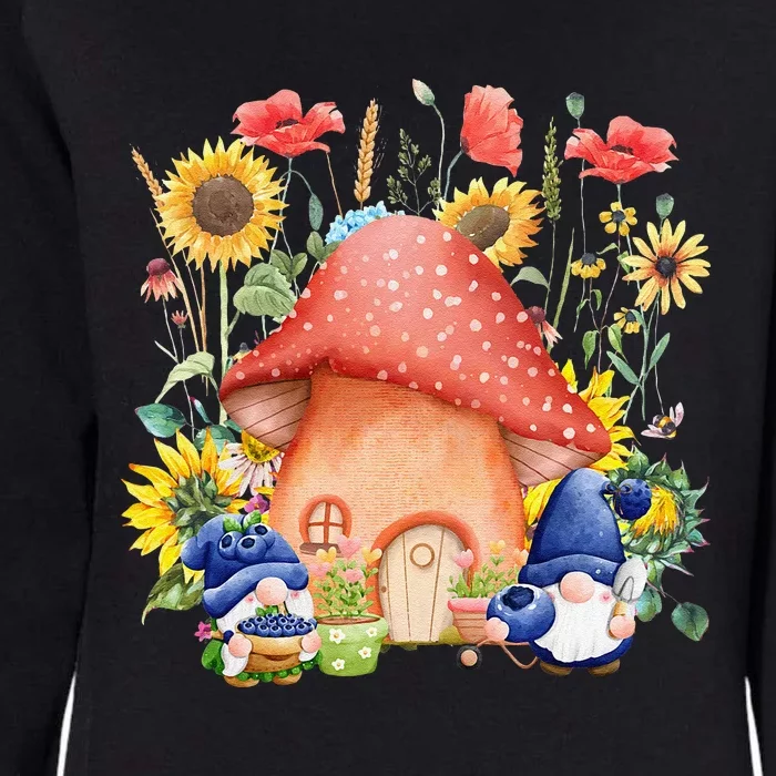 Summer Sunflower Gnomes Mushroom Village Garden Womens California Wash Sweatshirt