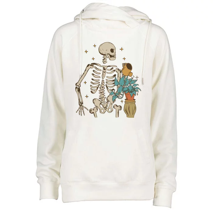 Skeleton Spring Garden Plant Womens Funnel Neck Pullover Hood