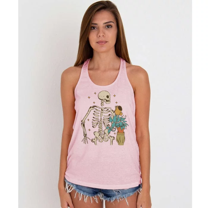 Skeleton Spring Garden Plant Women's Knotted Racerback Tank