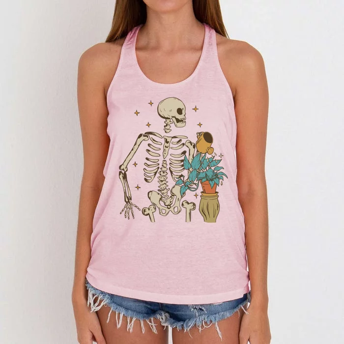 Skeleton Spring Garden Plant Women's Knotted Racerback Tank